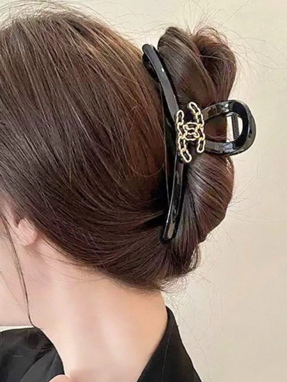 Chanel Black & Gold Hair Claw Clip